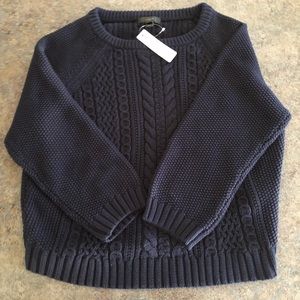 NWT J. Crew Navy Sm Cotton Cable Crew Neck Sweater